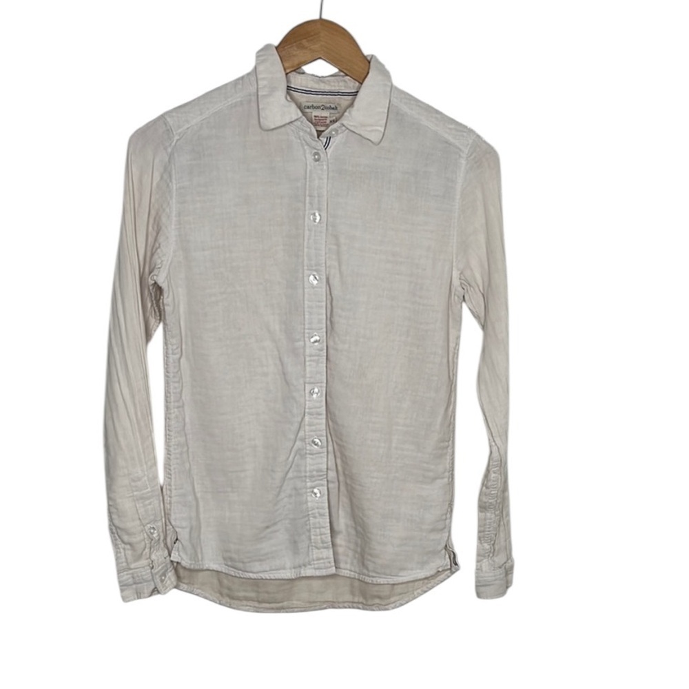 Carbon 2 Cobalt White Long Sleeve Button Up Shirt Women Size XS